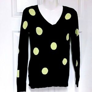 LOFT  signature crewneck polka dot cotton blend women sweater light soft & warm
